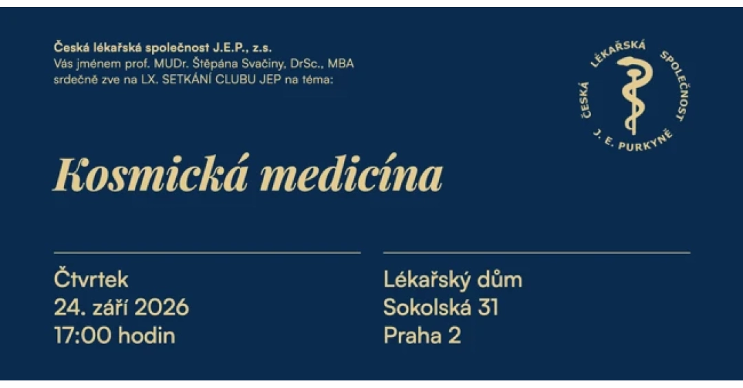 24.9.2026 - LX. SETKÁNÍ CLUBU JEP na téma Kosmická medicína