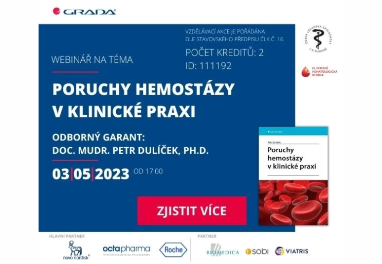 Pozvánka na webinář - Poruchy hemostázy v klinické praxi 3. 5. 2023